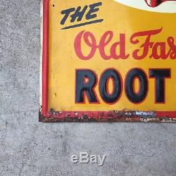 Vintage Dad's Root Beer Embossed Tin Litho Key Hole 28 Advertising Sign Rare