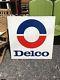 Vintage Delco Double Sided Tin Sign Logo Nic