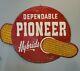 Vintage Dependable Pioneer Hybrids Painted Tin Sign 41 X 29 1/2