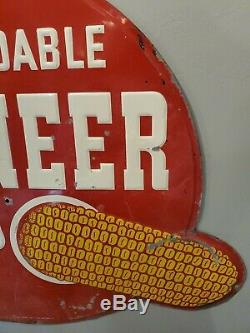 Vintage Dependable Pioneer Hybrids Painted Tin Sign 41 x 29 1/2
