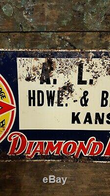 Vintage Diamond Edge Tools Embossed Tin Tacker Advertising Sign
