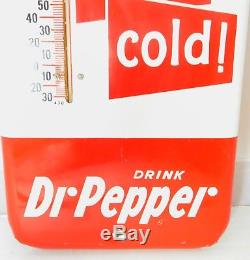 Vintage Dr Pepper Soda Advertising 10-2-4 Tin 16 Thermometer Sign