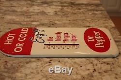 Vintage Dr Pepper Soda Tin Non Porcelain Thermometer Sign Excellent Condition