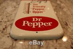 Vintage Dr Pepper Soda Tin Non Porcelain Thermometer Sign Excellent Condition