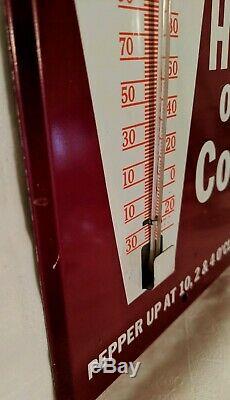 Vintage Dr Pepper Tin Metal Thermometer advertising Hot Cold 10 2 4 o'clock 60's