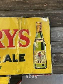 Vintage Drewrys Soda Sign Mountie Sign Winnipeg Embossed Tin