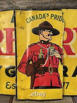 Vintage Drewrys Soda Sign Mountie Sign Winnipeg Embossed Tin