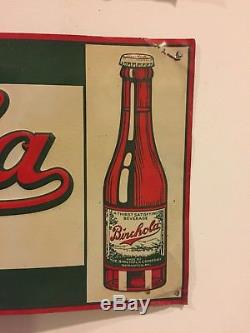 Vintage Drink Birchola In Bottles Embossed Tin Sign Soda Pop American Art Works