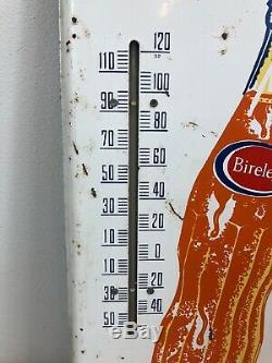 Vintage Drink Bireley's Orange Soda Tin Painted Thermometer Sign Advertisement