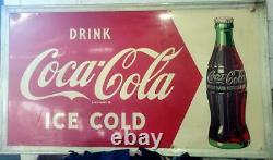 Vintage Drink Coca Cola Large Tin Sign Soda Fountain Bottle Coke 56x32