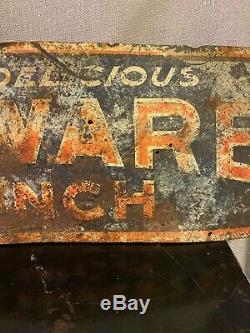Vintage Drink Delaware Punch SODA Tin Advertising Sign Embossed 23 X 6 ORI Paint
