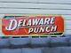 Vintage Drink Delaware Punch Soda Tin Advertising Sign Embossed 54x18 Original