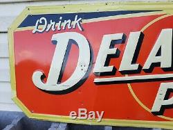 Vintage Drink Delaware Punch SODA Tin Advertising Sign Embossed 54x18 ORIGINAL