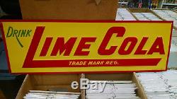 Vintage Drink LIME COLA Embossed Tin Sign c1940's near mint