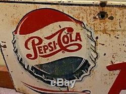 Vintage Drink Pepsi-cola Advertising Red, White & Blue Tin Sign (27 X 11)