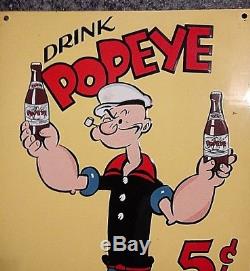 Vintage Drink Popeye Tin Sign Dated 1929 Embossed Soda