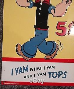 Vintage Drink Popeye Tin Sign Dated 1929 Embossed Soda