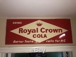 Vintage Drink Royal Crown Cola Embossed Tin Sign Better Taste Calls RC Soda Pop