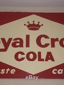 Vintage Drink Royal Crown Cola Embossed Tin Sign Better Taste Calls RC Soda Pop
