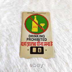 Vintage Drinking Prohibited Notice Tin Sign Board Decorative Collectibles S102