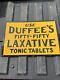 Vintage Duffee's Laxative Tonic Tablets I Tin Sign All Original 1950's 14x10