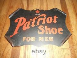 Vintage EARLY Patriot Shoes for Men Scrolled Corner Tin Tacker Advertising SIGN