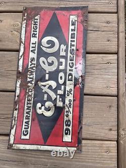 Vintage E-A-CO Flour Advertising Sign Embossed Metal Tin Tacker Mancave