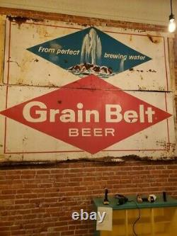 Vintage Early Grain Belt Beer Large Diamond Tin Metal Sign Hwy Dept 1967 2 Piece