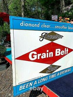 Vintage Early Grain Belt Premium Beer Large Diamond Logo Tin Metal Sign 58X46