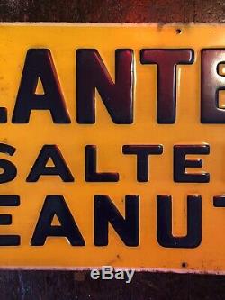 Vintage Early Original Tin Embossed Planters Peanuts Sign