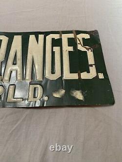 Vintage Early Rare Favorite Stoves And Ranges Green Tin Tacker Sign 28 x 6.5