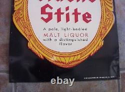 Vintage Early Rare Logo Glueks Stite Beer Malt Liquor Embossed Tin Metal Sign