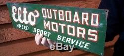 Vintage Early TIn Elto Outboard Boat Motor Metal Sign Gasoline Oil RARE