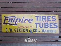 Vintage Early Tin Empire Tire & Tubes Sign Waynesboro PA CW Sexton 1913