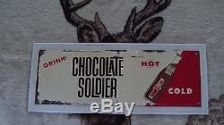Vintage Embossed Tin Chocolate Soldier Sign Bright Colors New Old Stock