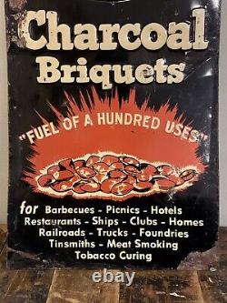 Vintage Embossed Tin Kingsford Charcoal Briquets Sign