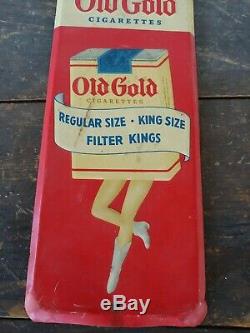 Vintage Embossed Tin Old Gold Cigarettes Door Push Or Pull 12 Inches