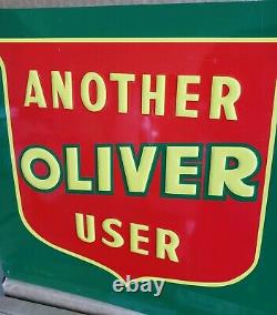 Vintage Embossed Tin Oliver Tractor Another Oliver User Metal Sign