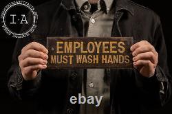 Vintage Employees Must Wash Hands Reflective Sign