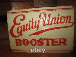 Vintage Equity Union Booster Embossed Tin Sign Very Nice