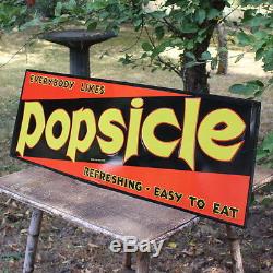 Vintage Everbody Likes Popsicle Embossed Tin Sign Store Display Soda Candy Shop