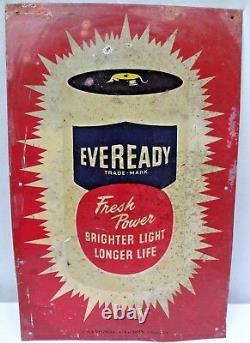 Vintage Eveready Battery Advertise Tin Sign Graphics Depicting Battery Colle# 5
