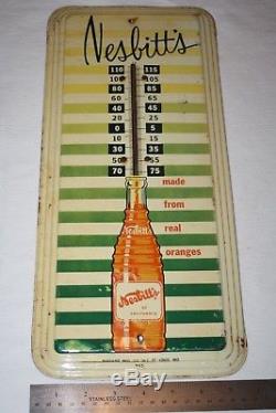 Vintage, Extremely Rare NESBITT'S SODA TIN THERMOMETER 1940'S (SMALL VERSION)