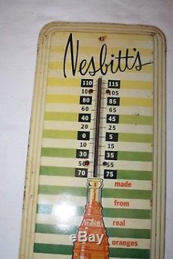 Vintage, Extremely Rare NESBITT'S SODA TIN THERMOMETER 1940'S (SMALL VERSION)
