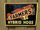 Vintage Farmers Hybrid Hog Seed Corn Farm Midwestern Gas Oil 14 Tin Tacker Sign