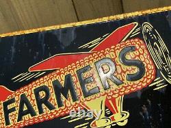 Vintage FARMERS Hybrid Hog Seed Corn Farm Midwestern Gas Oil 14 Tin Tacker Sign