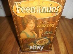 Vintage FEEN A MINT LAXATIVE TIN LITHO Advertising Display Rack SIGN