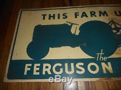 Vintage FORD FERGUSON SYSTEMS FARM TRACTOR Metal Tin Advertising SIGN ORIGINAL