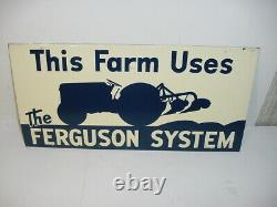 Vintage FORD FERGUSON SYSTEMS FARM TRACTOR Metal Tin Advertising SIGN ORIGINAL