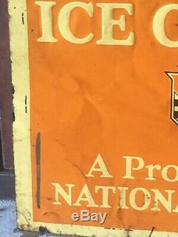 Vintage FROJOY ICE CREAM Advertising Sign National Dairy Tin Farm Barn MAINE